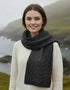 Aran Crafts Merino Wool Heart Scarf - Charcoal Grey | Traditional Irish Knitwear