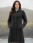 Aran Crafts Scallop Edge Coat | Charcoal Grey Merino Wool