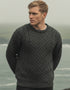 Aran Crew Neck Merino Sweater | Charcoal