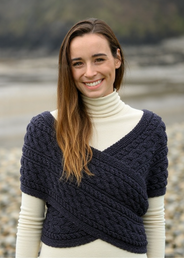Aran Crossover Wrap | Charcoal