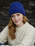 Aran Diamond Stitch Hat - Ink Blue