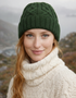 Aran Diamond Stitch Hat - Seaweed Green