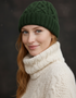 Aran Diamond Stitch Hat - Seaweed Green