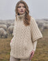 Aran Funnel Neck Cape | Oatmeal