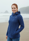 Aran Heart Design Hooded Cardigan | Blue