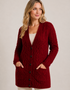 Aran Long Line Merino Cardigan | Red - Clearance