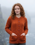 Aran Lumber Cardigan | Terracotta | 100% Merino Wool
