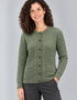 Aran Lumber Cardigan | Green Leaf | 100% Merino Wool