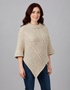 Aran Merino-Woll-Poncho mit Kragen | Hafer | Erstklassige Heritage-Strickwaren