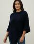 Aran Merino Wool Cowl Poncho | Ocean | Premium Heritage Knitwear