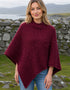 Aran Merinowoll-Poncho mit Rundhalsausschnitt | Himbeere – Premium-Strickwaren mit Tradition