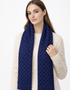 Aran Merino Wool Honeycomb Scarf | Deep Water Blue