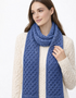 Écharpe nid d'abeille en laine mérinos Aran | Denim chiné