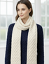 Aran Merino Wool Honeycomb Scarf | Natural