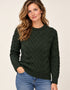 Ladies Long Crop Cable Supersoft Merino Aran Sweater | Green
