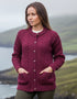 Aran Merino Wool Lumber Cardigan | Raspberry Marl