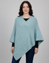 Aran Merino Wool V Neck Poncho | Aqua | Premium Heritage Knitwear