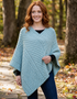 Aran Merino Wool V Neck Poncho | Aqua | Premium Heritage Knitwear