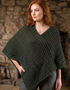 Aran Merino Wool V Neck Poncho | Army Green | Premium Heritage Knitwear