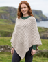 Aran Merino Wool V Neck Poncho | Oatmeal | Premium Heritage Knitwear