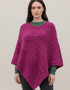 Aran Merino Wool V Neck Poncho | Raspberry Marl | Premium Heritage Knitwear