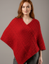 Aran Merino Wool V Neck Poncho | Red | Premium Heritage Knitwear