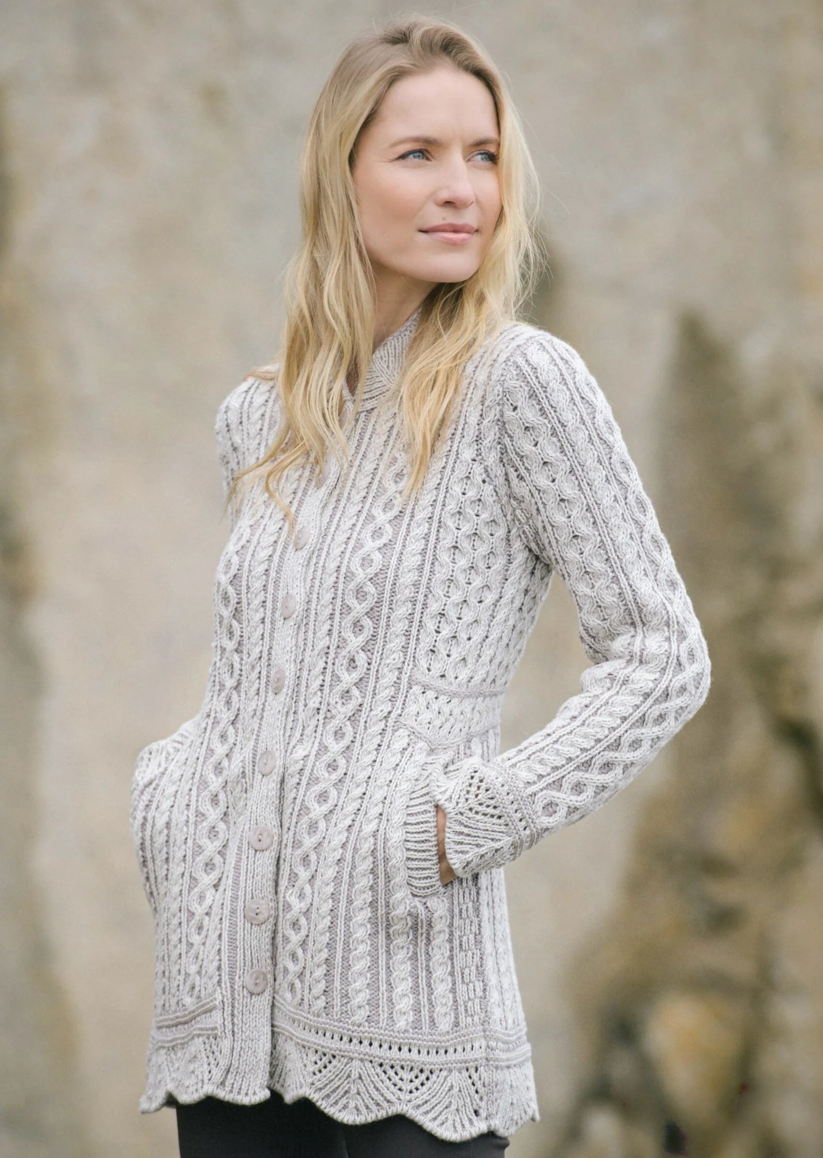 Aran Plated Scallop Jacket | Stone