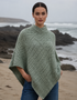 Aran Poncho Sage Marl | 100% Merino Wool Irish Poncho