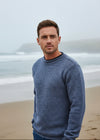 Aran Roll Neck Sweater | Denim