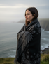 Aran Shamrock Reversible Blanket | Stone Grey / Black - Clearance