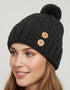 Aran Supersoft Merino Button Hat | Charcoal