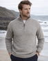 Aran Troyer Lambswool Zip Sweater | Oatmeal