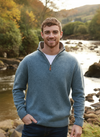 Aran Troyer Zip Sweater | Blue