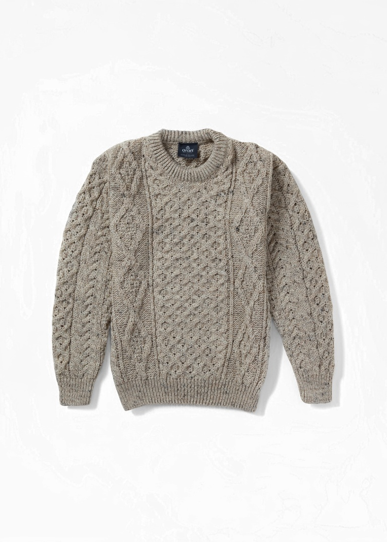 Aran Wool Sweater | Flecked Oatmeal
