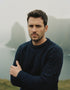 Aran Wool Sweater | Navy Green Mix