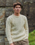 Aran Worsted Wool Sweater | Men's Traditional Irish Cable Knit | Natural