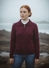 Aran Full Zip Cardigan | Raspberry Marl