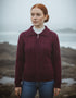 Aran Full Zip Cardigan | Raspberry Marl