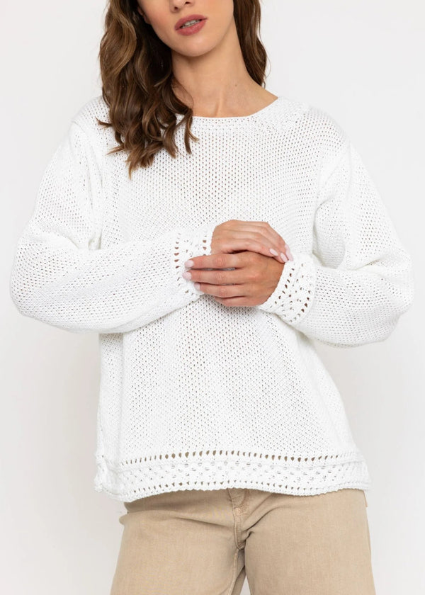 Cotton Ladies Sweater | White