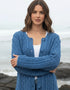 Irish Cotton Ladies Cardigan | Blue - Clearance