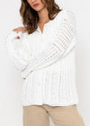 Irish Cotton Ladies Cardigan | White
