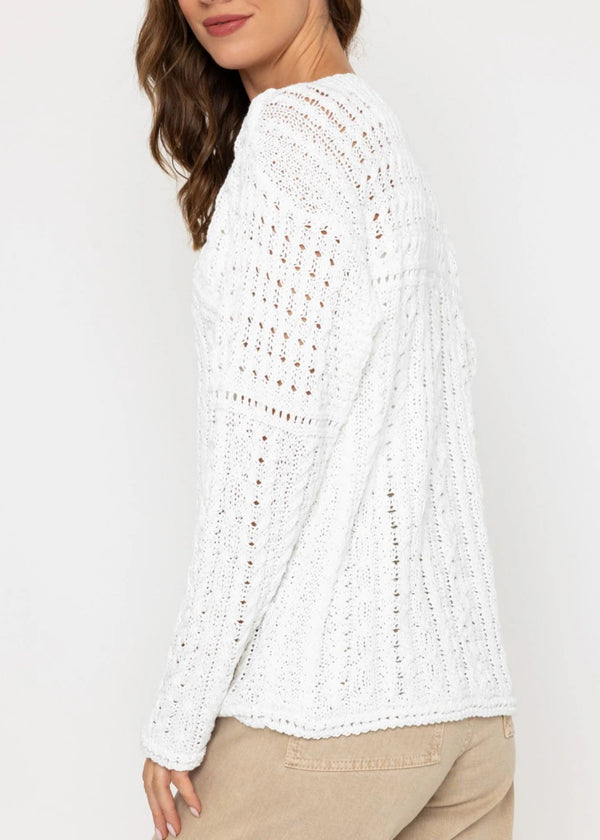 Irish Cotton Ladies Cardigan | White