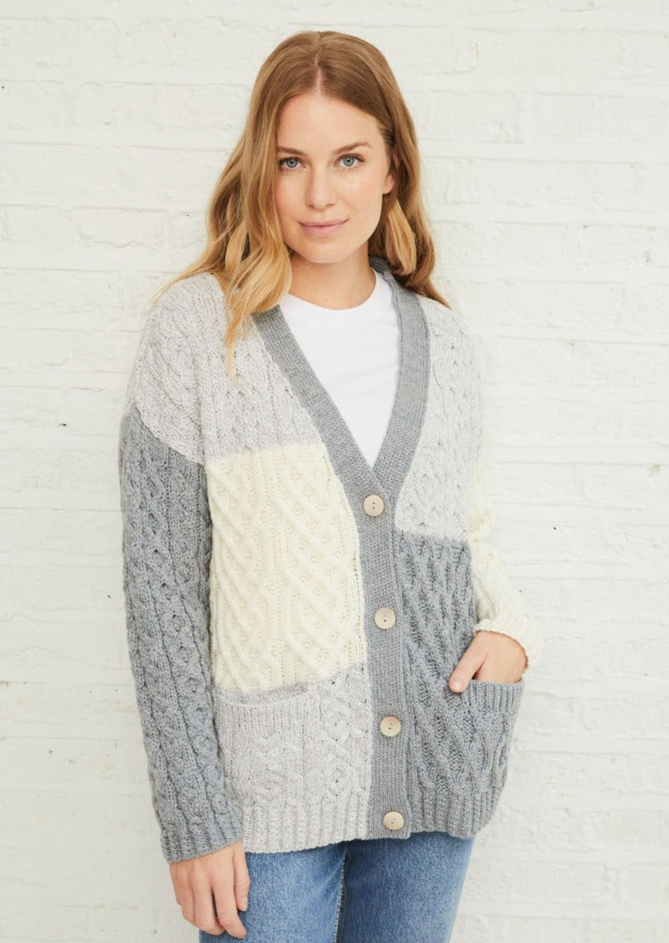 Aran Patchwork Cardigan - Dawn