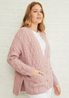 Valentia Aran Cardigan - Pink
