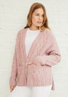 Valentia Aran Cardigan - Pink
