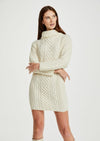 Aran Cowl Neck Dress - Natural