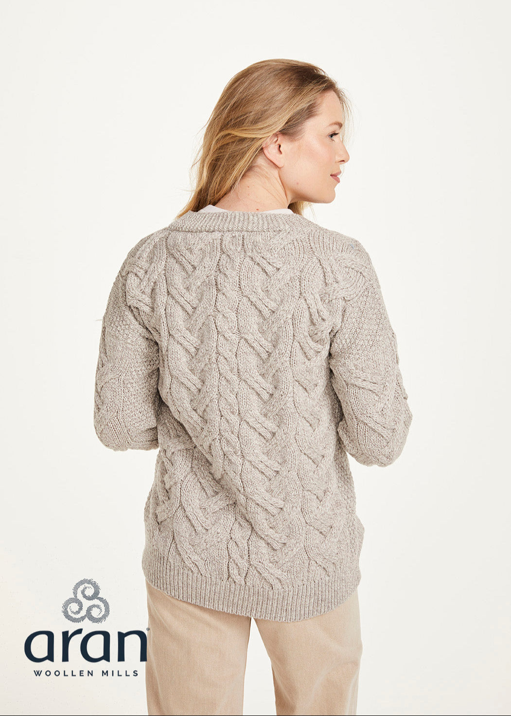 Downpatrick Ladies Aran Cardigan | Oatmeal