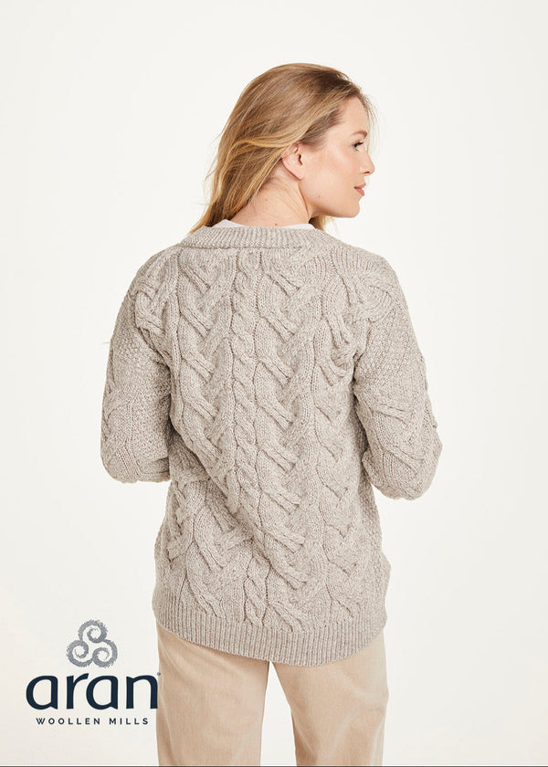 Downpatrick Ladies Aran Cardigan | Oatmeal