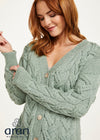 Downpatrick Ladies Aran Cardigan | Mint Green