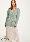 Downpatrick Ladies Aran Cardigan | Mint Green